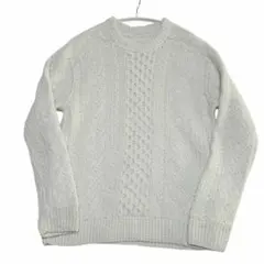 ヴィンテージ フィッシャーマンニット セーター ウール アイボリー厚手x38