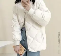 【新品未使用】ノーカラーキルティングジャケット　ダークエンジェル