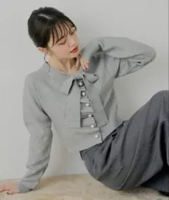 SALON by Chico グレー ニットカーディガン