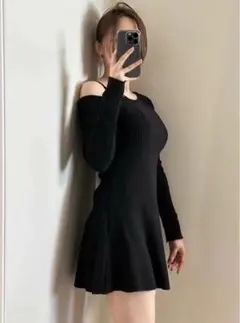 新品 GRL ワンショルダーリボンニットミニワンピース[at2341]