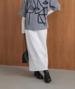 【新品タグ付】Bou Jeloud 裏起毛ロングスカート オフホワイト