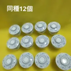 有田焼　光峰釜　白磁藍色草花手描き茶碗蒸し器　12個