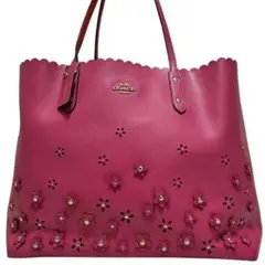 COACH F37651 フローラルアップリケ トートバッグ ピンク