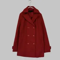 ウール ダブル　ピーコート 赤　M FRAGILE red ステッチ