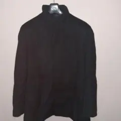 黒 ステンカラーコート ウール混紡