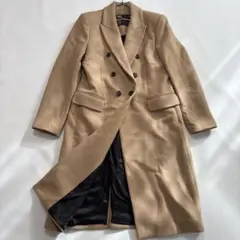 美品 ZARA マンテコ生地 ダブルチェスターコート M 人気カラー ベージュ