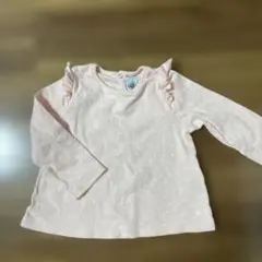 プチバトー　使用回数少なめ　フリル付きハート柄長袖Tシャツ 18-24ヶ月