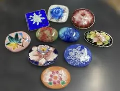 七宝焼！シリーズ　花柄エナメルブローチ　10個セット　①