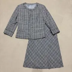 【ニューヨーカー】（M）セットアップ ツイード フリンジ ノーカラージャケット