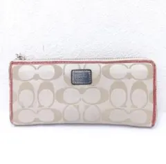 COACH モノグラム 長財布 ベージュ×ピンク