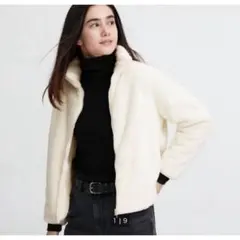 【美品】ユニクロ ファーリーフリース フルジップジャケット レディース XL 白