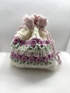 かぎ編み　チューリップ　巾着　ポーチ