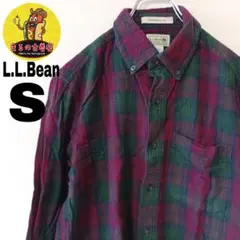 USA古着 L.L.Bean　ネルシャツS　レッドグリーン　チェック
