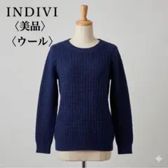 INDIVI インディヴィ ワッフルニット セーター ネイビー 38サイドジップ