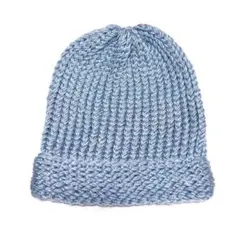 【新品】あったか素材 ニット帽 帽子 水色 ブルー シンプル かわいい おしゃれ