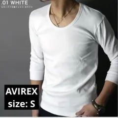 AVIREX 　7分袖　カットソー　Tシャツ　S Uネック