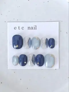 No.693ベリーショート　ネイルチップ　ブルー　マグネット　春　キラキラ