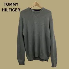トミーヒルフィガー　グレー　丸首　コットンセーター　オーバーサイズ　メンズ　XL