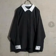 黒×ホワイト 長袖シャツ Lサイズ　HALHAM メンズハルハムZOZOTOWN