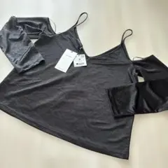 Bershka ブラック サテン　カットソー　Tシャツ M