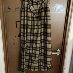 LOWRYS FARM チェック柄タイトスカート ベルト付き