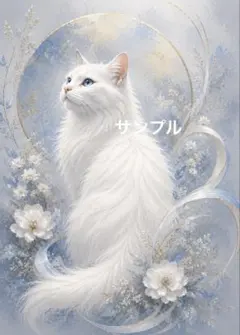 一作限り】花咲く窓辺でくつろぐ長毛白猫さん 白猫 Q209 - メルカリ