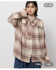 2WAYボウタイチェックブラウス　niko and…