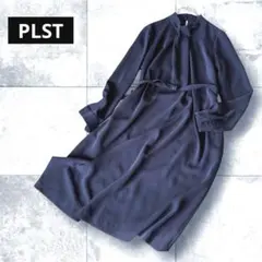 プラステ☆ベルト付きボウタイ風ワンピース ストレッチ ハイネック 冠婚葬祭 上品のサムネイル