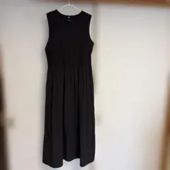 ミモレ丈　異素材ドッキング　ノースリーブワンピース　XL