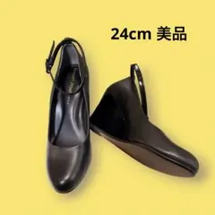 tsumori chisato ストラップ パンプス ウェッジソール 黒 結婚式のサムネイル