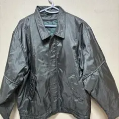 メンズグレーの光沢ナイロンジャケット Lサイズ