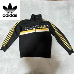 お正月セール　adidas ブラック/イエロー ジャージジャケット　Lサイズ