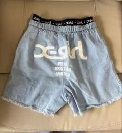 X-girl デニムショートパンツ ロゴウエストゴム