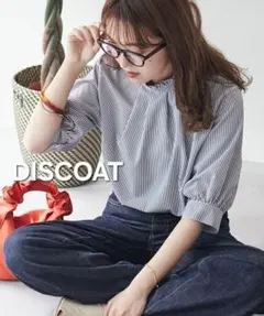 DISCOAT ストライプ柄 五分袖シャツ