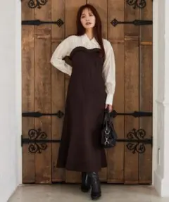 mysty woman シャツドッキングワンピース ブラウンのサムネイル