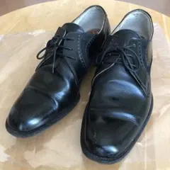 ブラックレザー ビジネスシューズ ストレートチップレースアップシューズ