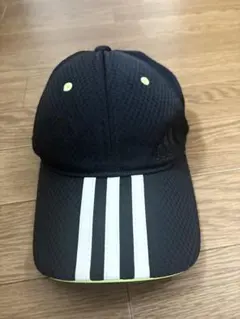 adidas キッズメッシュキャップ 黒/白 ストライプ