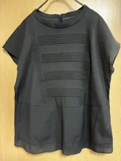 アンタイトル　ダークグレー ストライプ シャツ