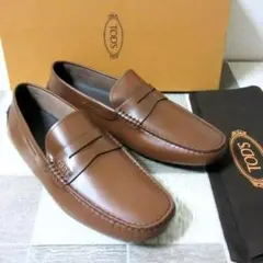 新品 TOD'S コイン ビット ローファー 革靴 ブラウン 茶 UK6