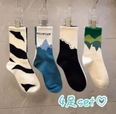 レディースソックス 4足セット 靴下 23〜23.5cm ソックス 北欧 韓国