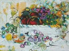 油絵 菅家令子 絵 絵画 インテリア uF6-061003 静物 いちごと器 - メルカリ