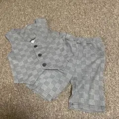 チェック柄 ベストとショートパンツ セット 110