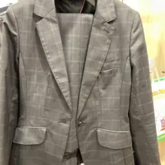 グレー チェック ビジネススーツ 上下セット