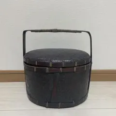 竹製の円形バスケット 蓋付き