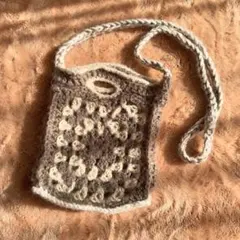 ショルダーバッグ グラニースクエア モチーフ ハンドメイド かぎ編み ポシェット