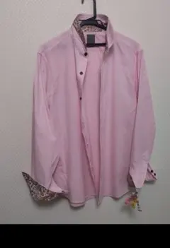 TENORAS ピンク 長袖シャツ ワイヤー入スタンドカラー