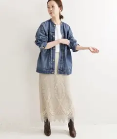 IENA リメイクルーズデニムブルゾン ノーカラー デニムジャケット