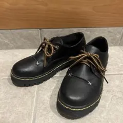 韓国デザイン　レディース　レースアップシューズ　革靴　黒　オックスフォード