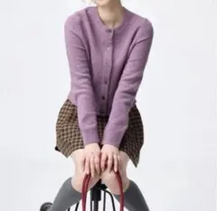 GU パフニットクルーネックカーディガン