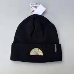 ブラックニット帽 刺繍ロゴ付き